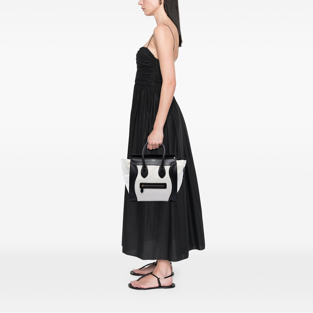 Pre-Loved Celine Mini Bicolor Canvas and Leather Luggage Tote - Picture 7 of 7